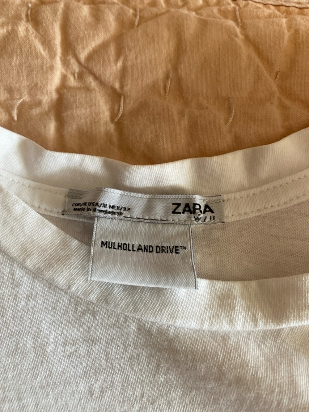 Zara White Mulholland Drive Graphic Tee with Yellow-Orange Print, Size XL - Picture 5 of 6